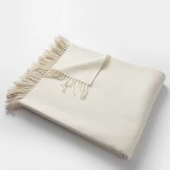 Masserano Biella White Fringe Throw