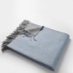 Masserano Biella Soft Blue Fringe Throw