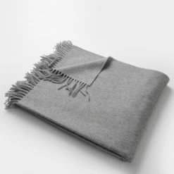 Masserano Biella Medium Gray Fringe Throw