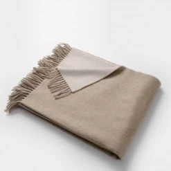 Masserano Biella Taupe And Dark Taupe Fringe Throw
