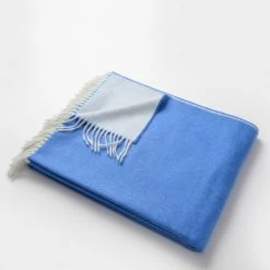 Masserano Biella Deep Blue Fringe Throw