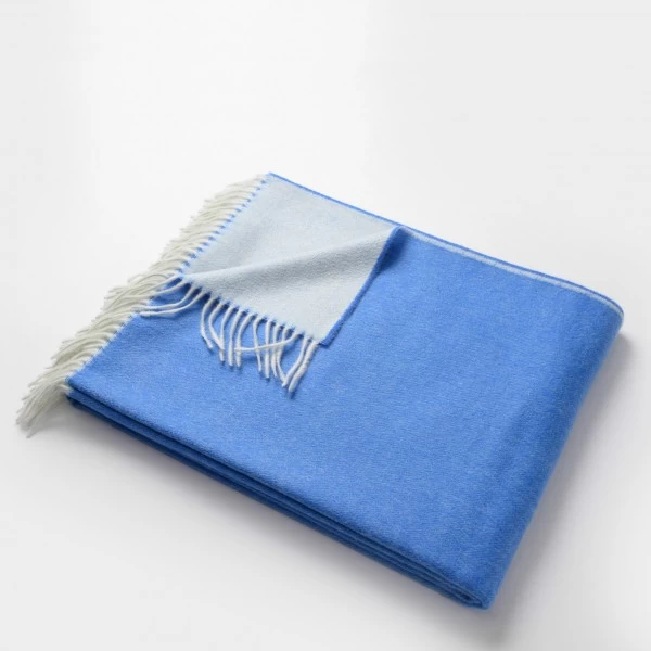 Masserano Biella Deep Blue Fringe Throw