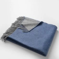 Masserano Biella Indigo Fringe Throw