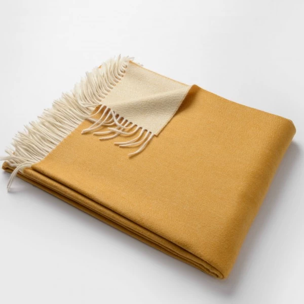 Masserano Biella Mustard Fringe Throw