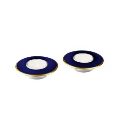 Augarten Tealight Holder Cobalt With Gold Rim – Set Of 2