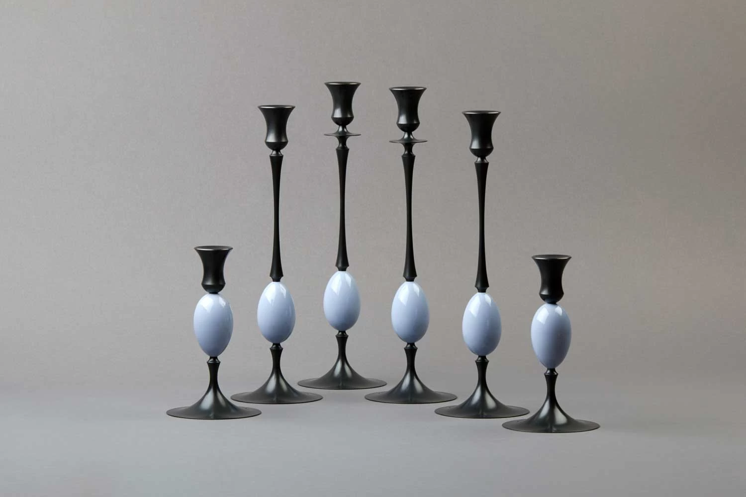 E.R. Butler Biedermeier Candlesticks Oxidized Bronze With Ibis Egg - Image 2