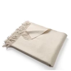 Masserano Biella Beige And White Fringe Throw