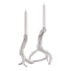 Nymphenburg Branch Candlestick Ivory Glazed With Moss Large