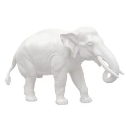 Nymphenburg Elephant Figurine – Ivory Glazed Trunk Down