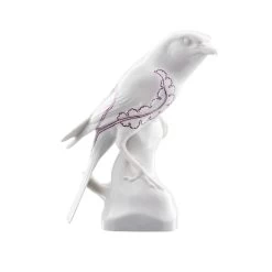 Nymphenburg Porcelain Shrike Bird With Flowers Of Life Painting