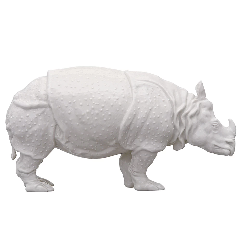 Nymphenburg Rhinoceros Clara In White Glazed