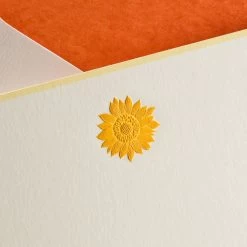 The Printery Sunflower Boxed Note Cards Cream & Orange