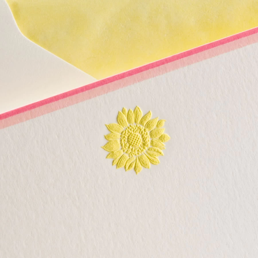 The Printery Sunflower Boxed Note Cards Pink & Yellow