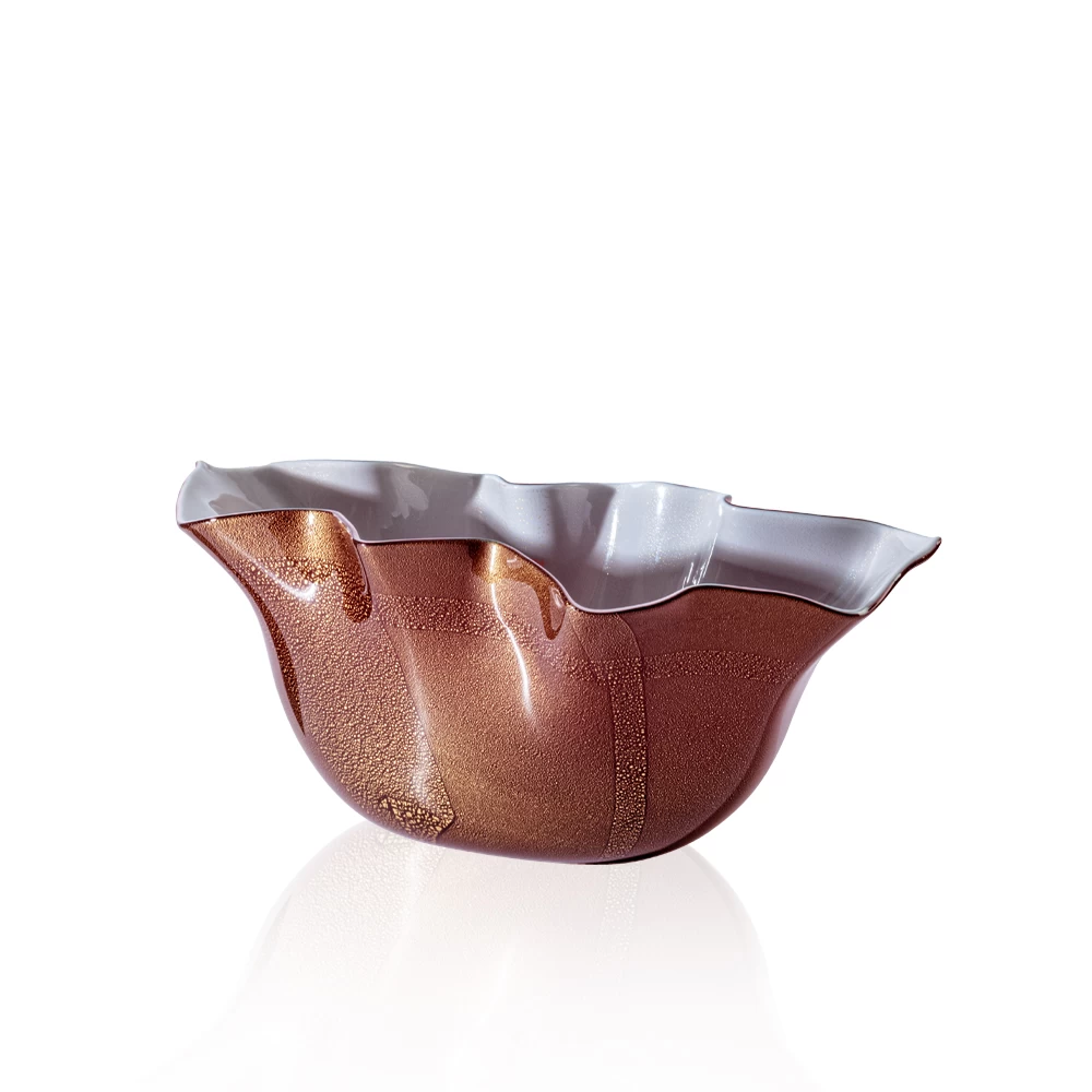 Venini Venere Fazzoletto Vases Ox Blood Red With Gold Leaf