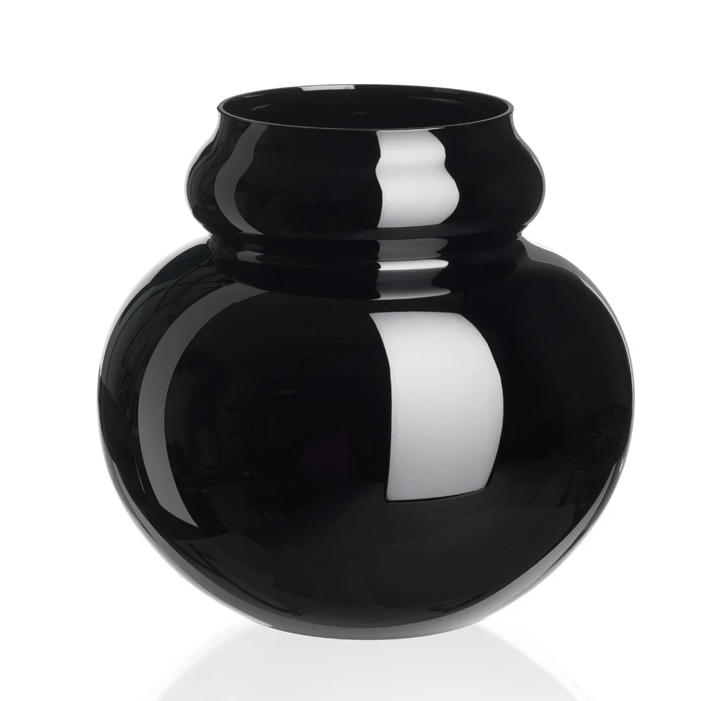 Lobmeyr Calabash Flower Vase Low Black