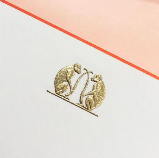 The Printery Golden Double Monkey Boxed Note Cards