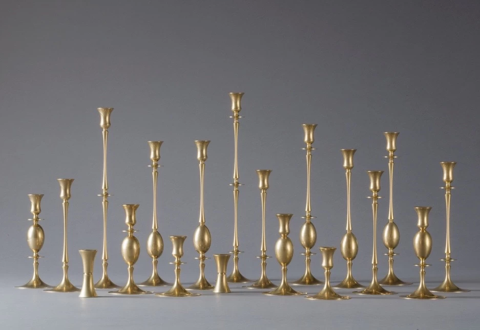 E.R. Butler Biedermeier Burnished Brass Candlesticks - Image 3