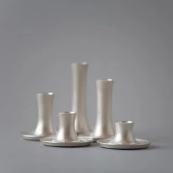 E.R. Butler Fluted Candlesticks Satin Silver